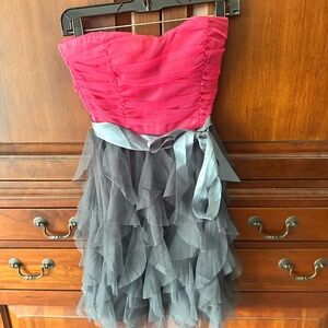 Pink and Gray Ruffled Dress